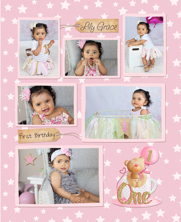 Lily 1 year-collage pink border